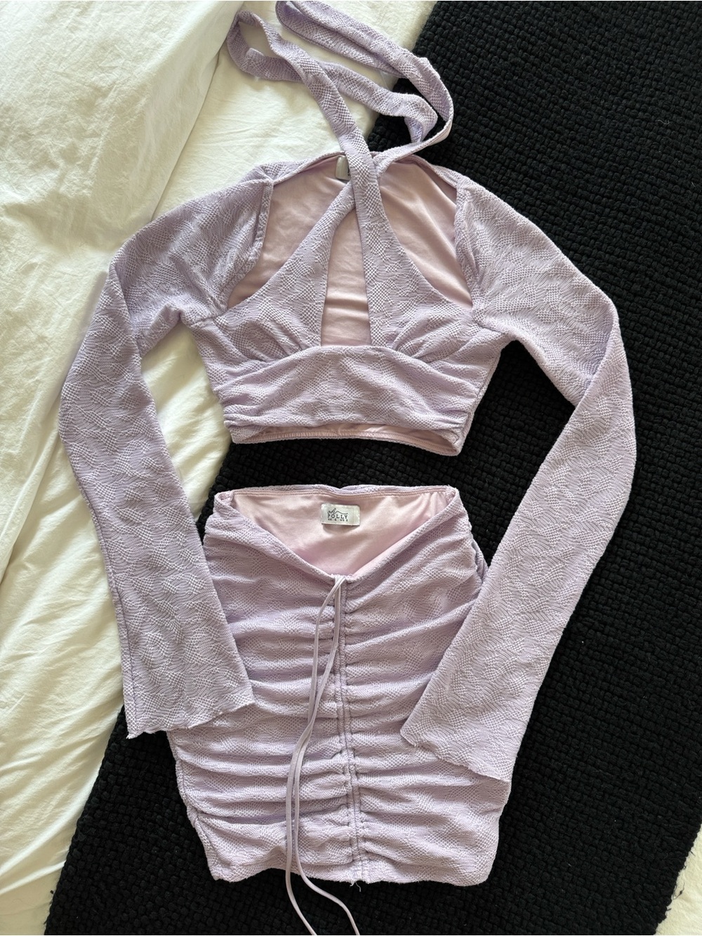 Lilac Two-Piece Crop Top & Skirt Set
